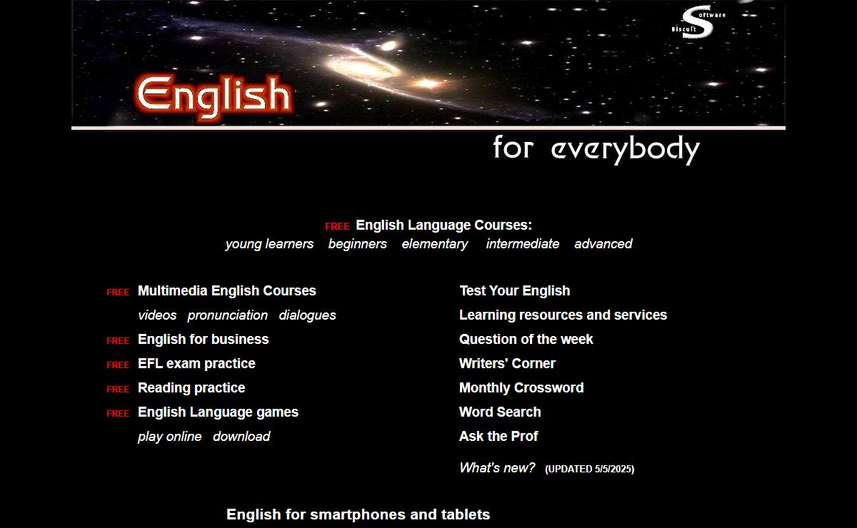 Free English Language lessons and EFL exam practice