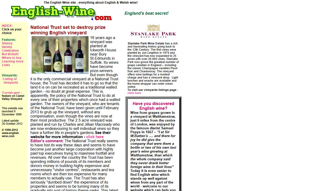 The English Wine website