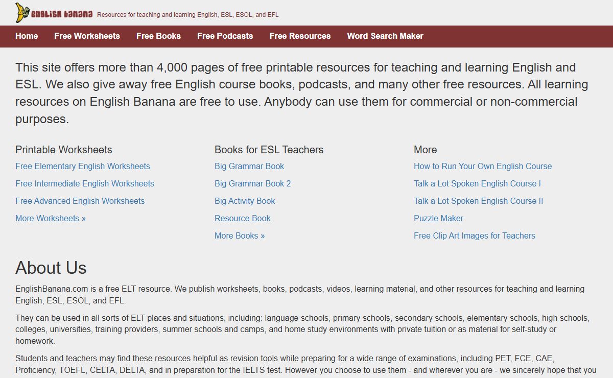 English Banana — Teacher Resources for English, ESL, ESOL, EFL, TOEFL | English Banana