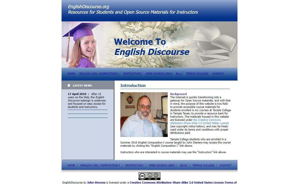 John Stevens, English Discourse, Temple College English Materials, Open Source Teaching Materials