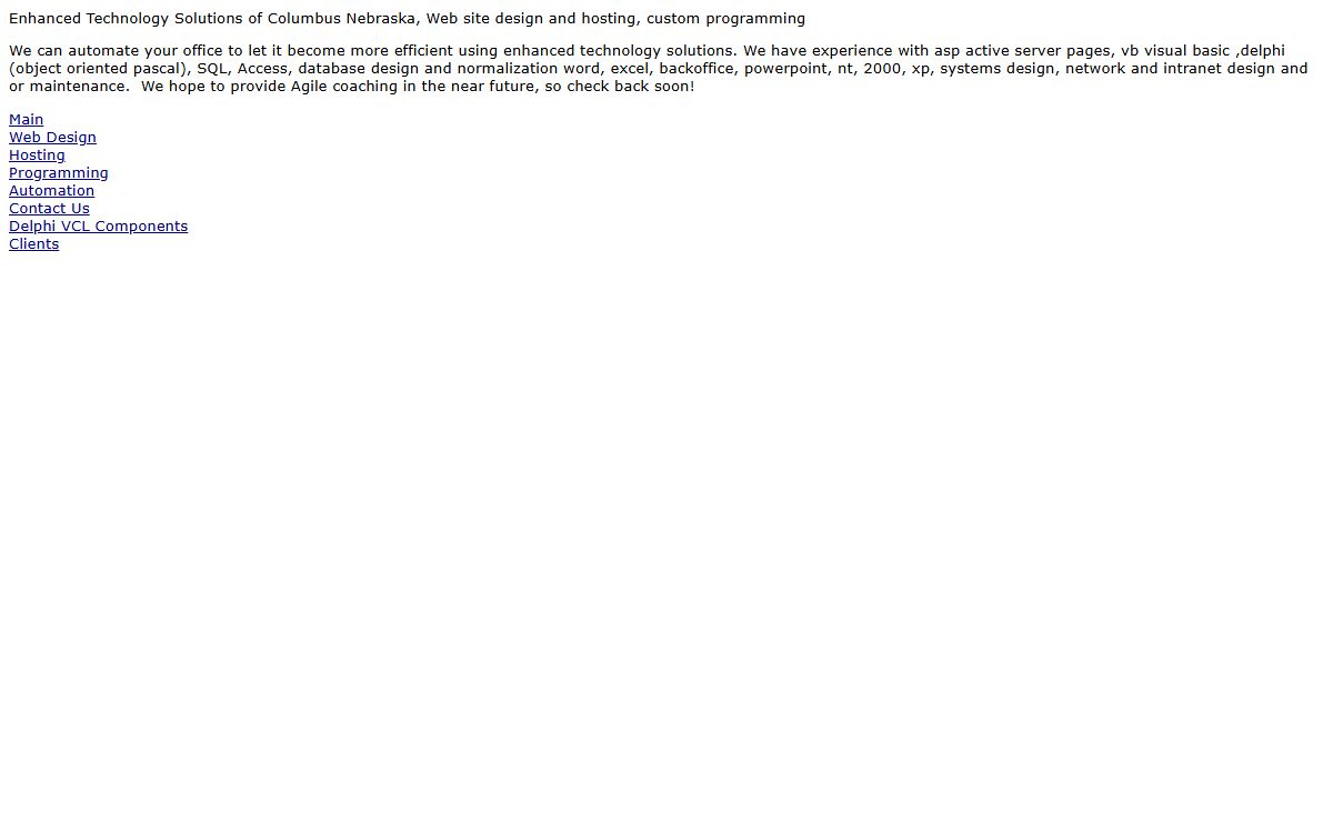 Enhanced Technology Solutions of Columbus Nebraska, Web site design and hosting, custom programming