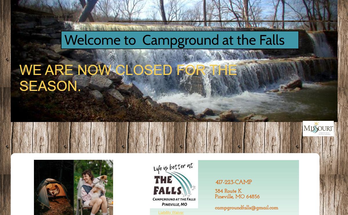 Come explore Campground at the Fall's historic beauty! Nestled in the small town of Pineville, MO near Noel and the Elk River.