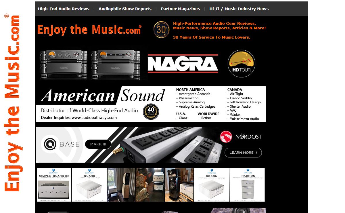 Enjoy the Music.com Premium High-End Audio Audiophile Equipment Reviews, Luxury Audio, Immersivephile Stereo System Show Reports, Plus Hi-Fi Gear, And Music Industry News