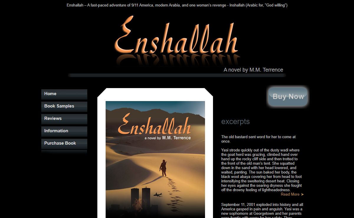Enshallah Book – Covert Agent Yasmina combats Terrorism post 9/11