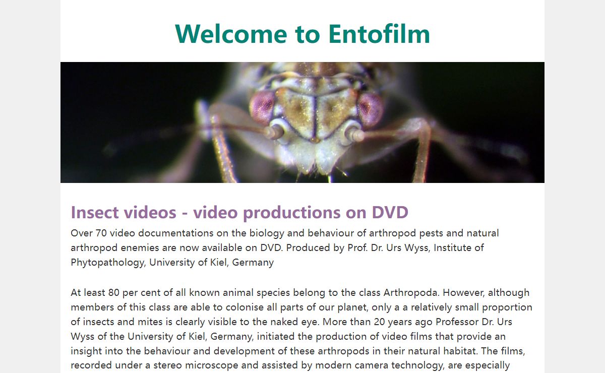 Entofilm - movies of Insects - insects video production - movies on DVD