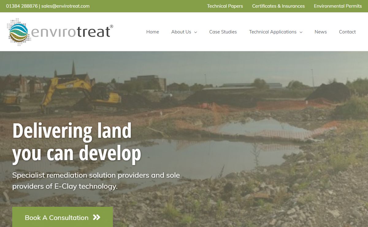 Envirotreat - specialist remediation solutions and sole providers of E-Clay technology.