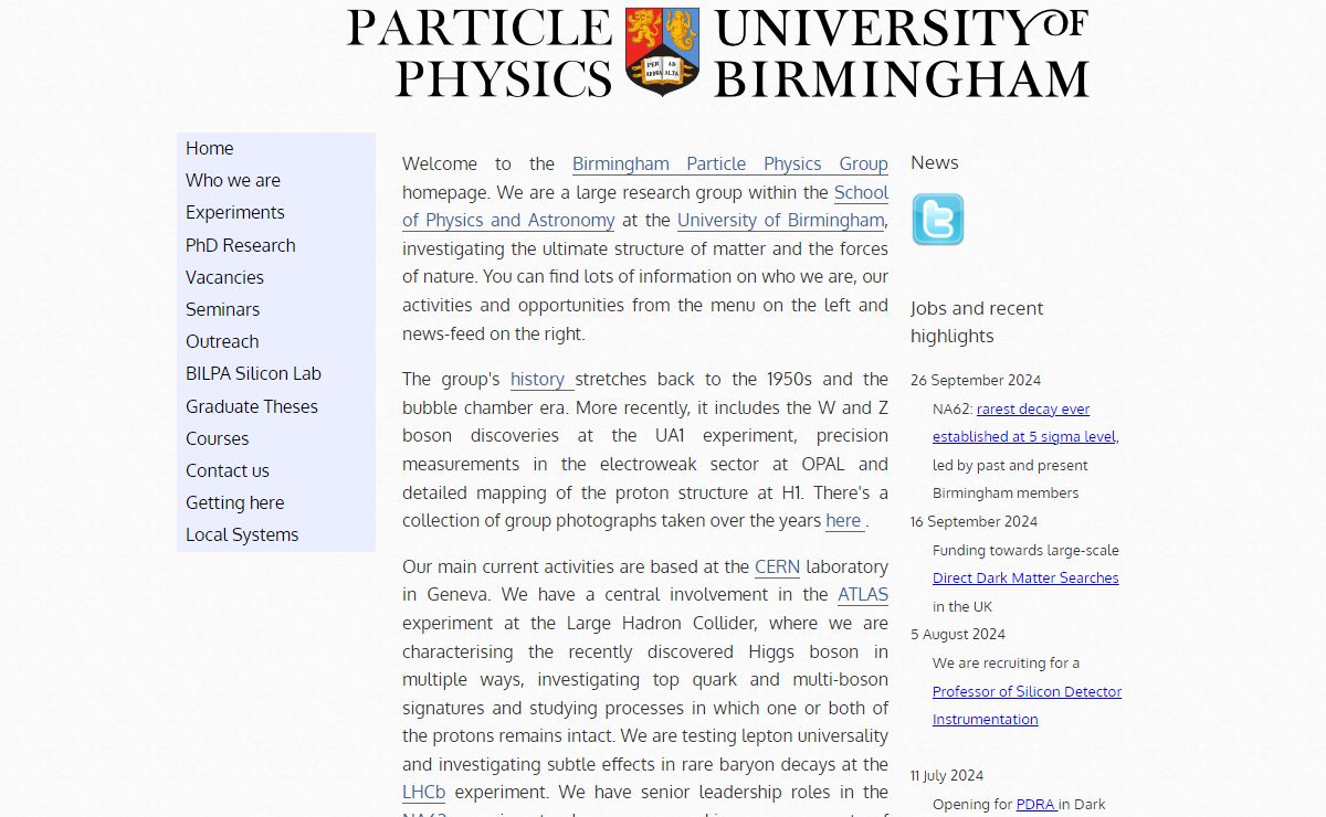 Elementary Particle Physics @ Birmingham