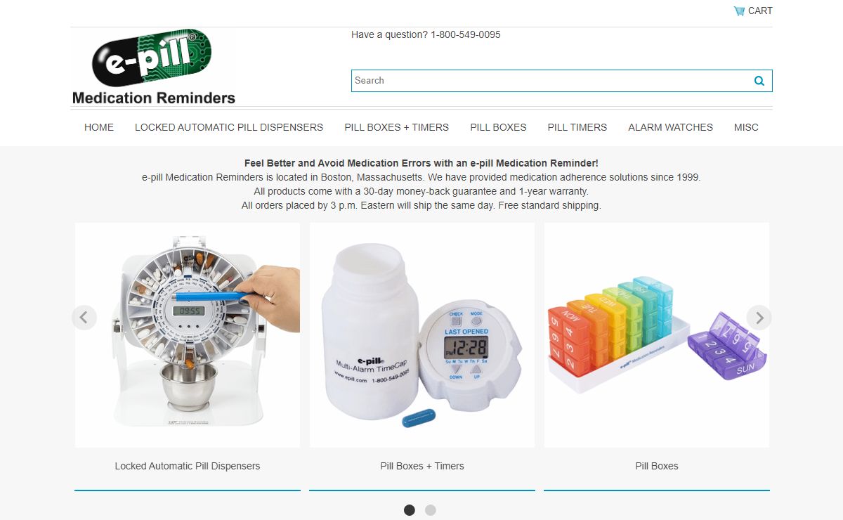 e-pill Medication Reminders: Pill Dispenser, Pill Box Timer, Pill Organizer & Vibrating Alarm Watch