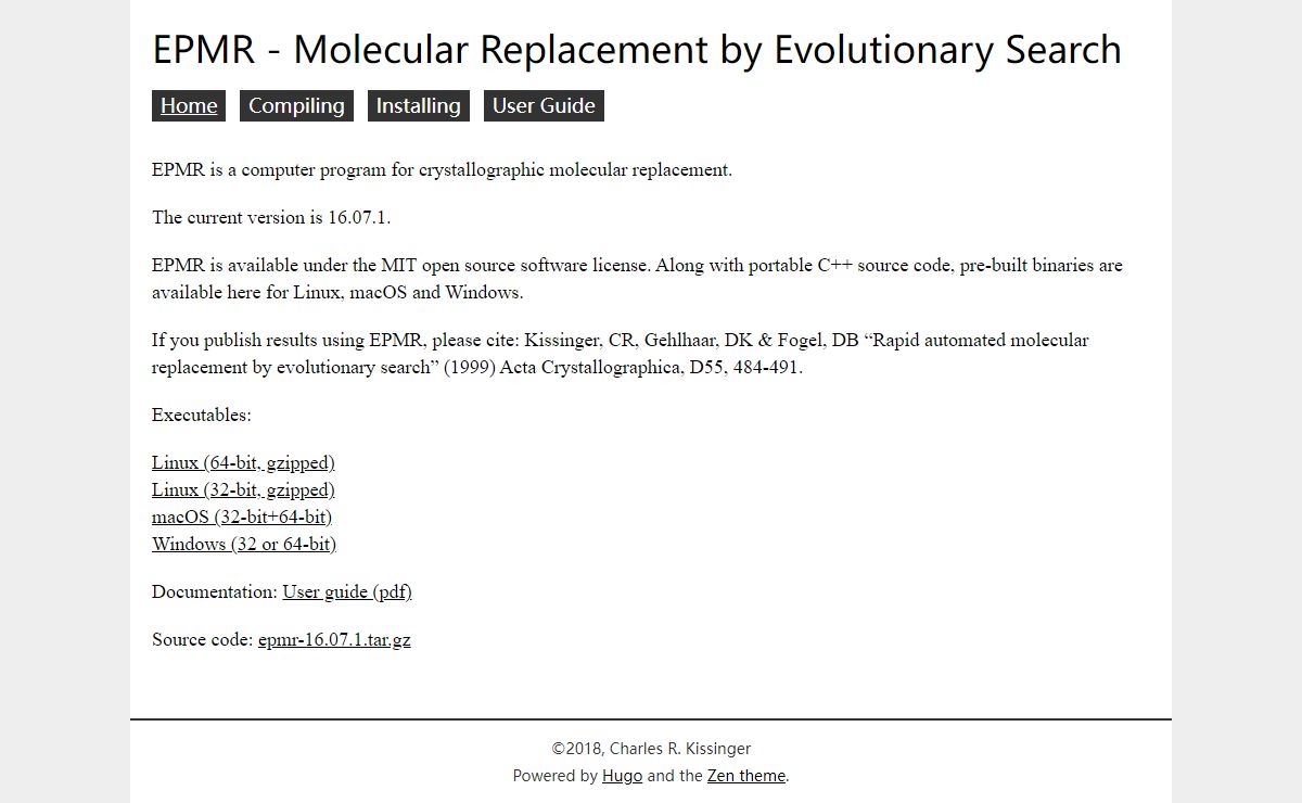 EPMR - Molecular Replacement by Evolutionary Search