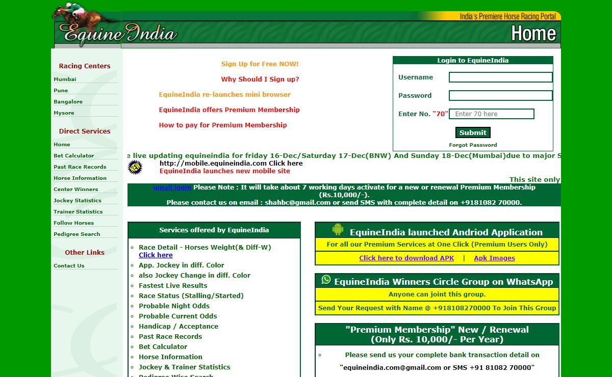 EquineIndia - The Premier horse racing portal