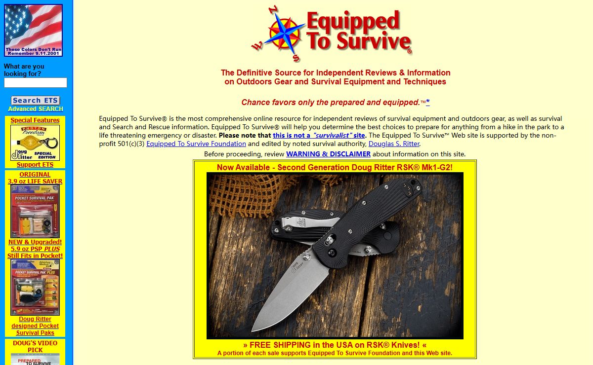 EQUIPPED TO SURVIVE - Outdoors Gear, Survival Equipment Review & Survival Information
