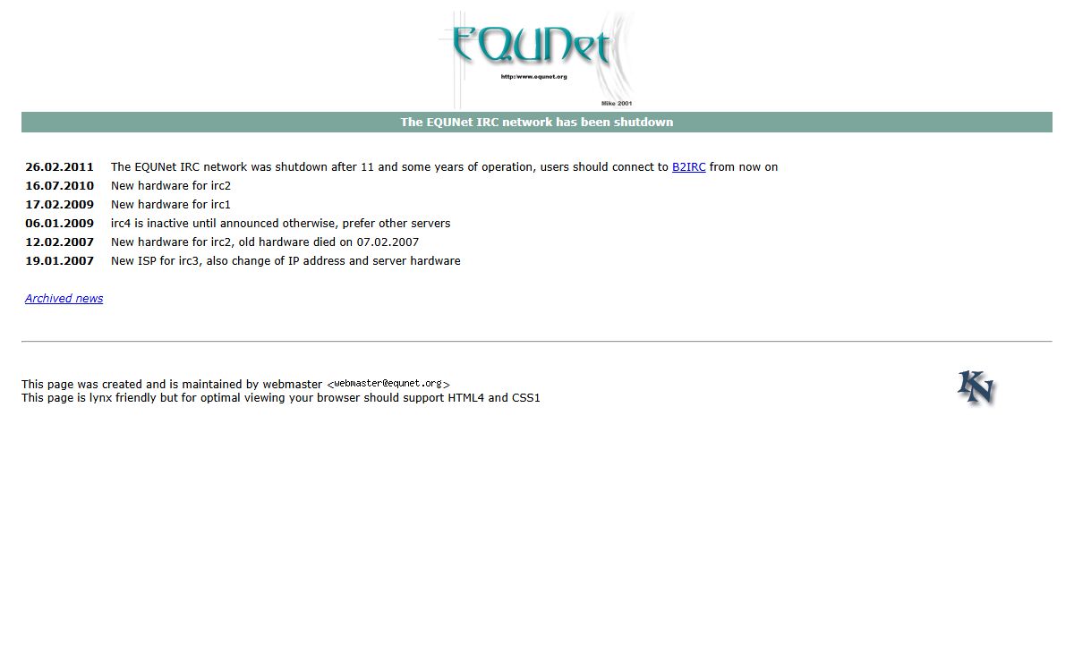 EQUNet, a public IRC network