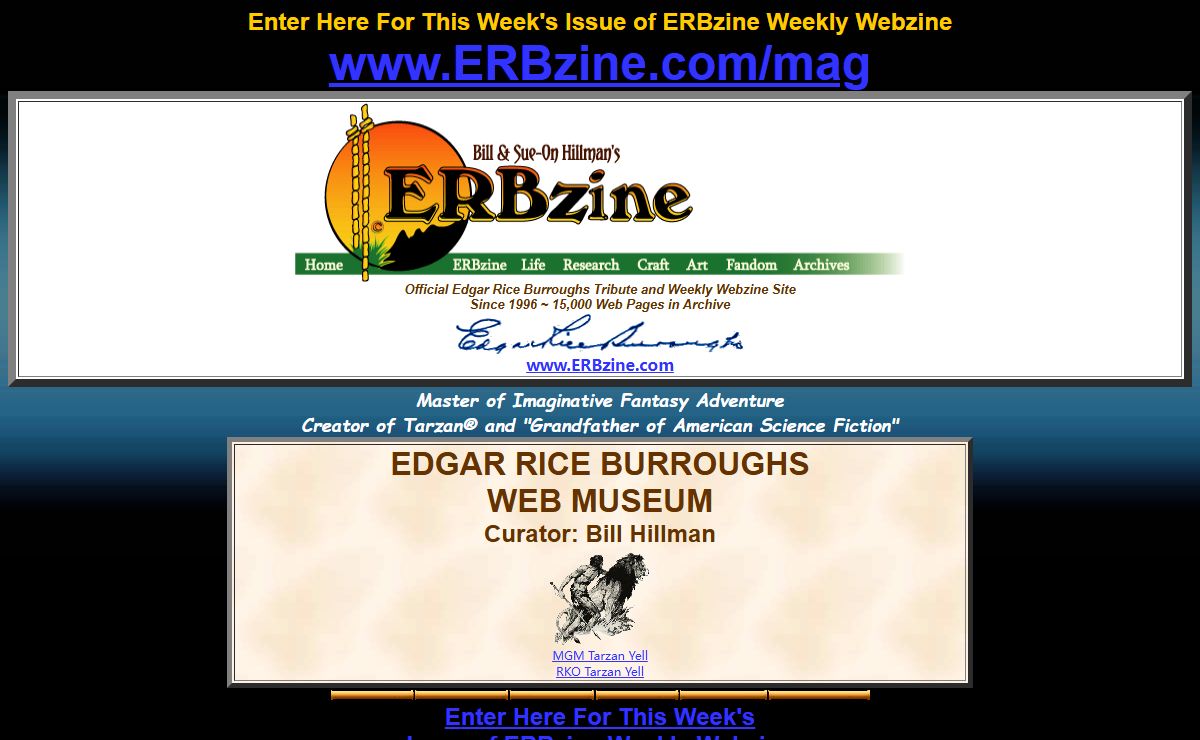 ERBzine: Edgar Rice Burroughs Web Museum and Weekly Online Fanzine