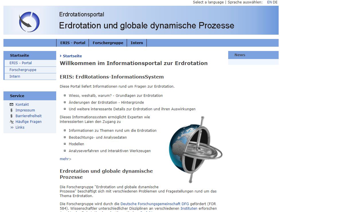 ERIS - Erdrotation und Globale Dynamische Systeme