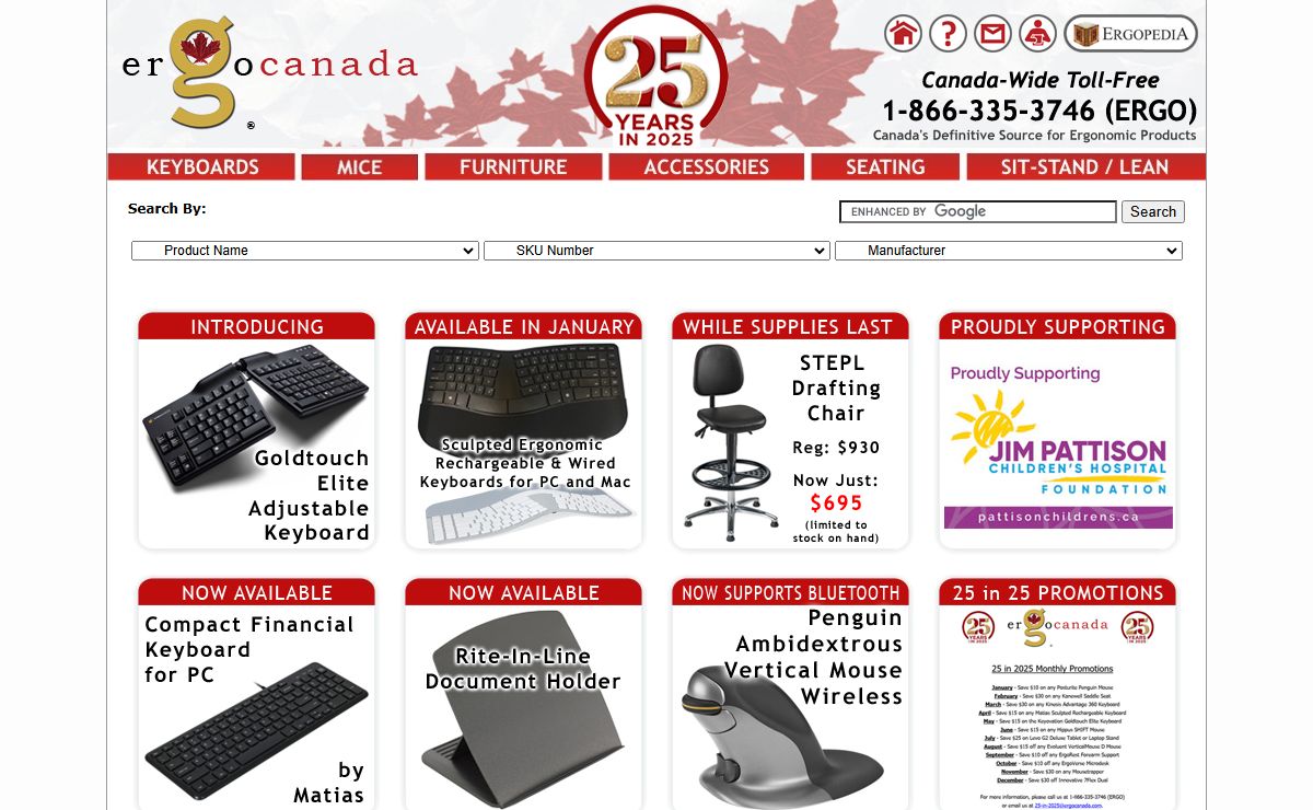 ErgoCanada - Canada's definitive source for ergonomic products including keyboards, mice, workstation accessories and furniture
