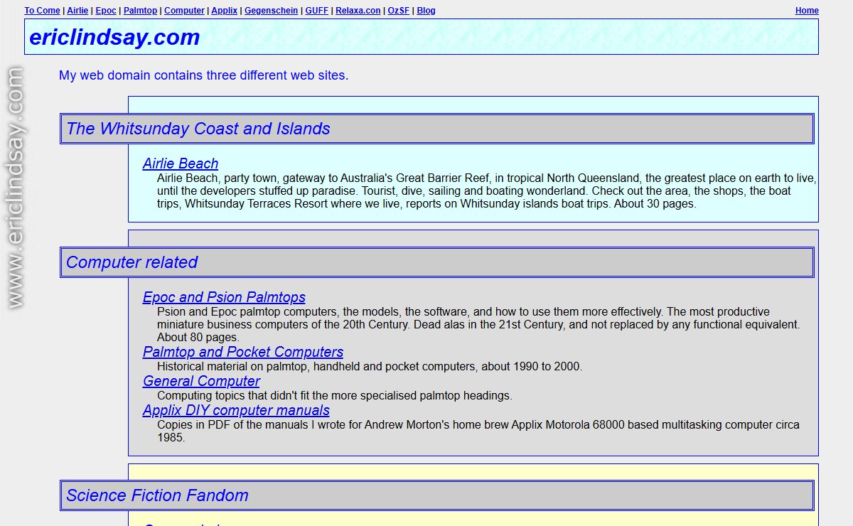 Eric Lindsay's domain. Contents of ericlindsay.com