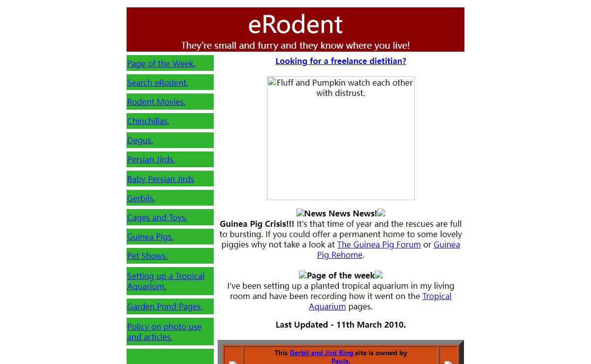 eRodent - Information on Degus, Gerbils, Persian Jirds and Chinchillas.