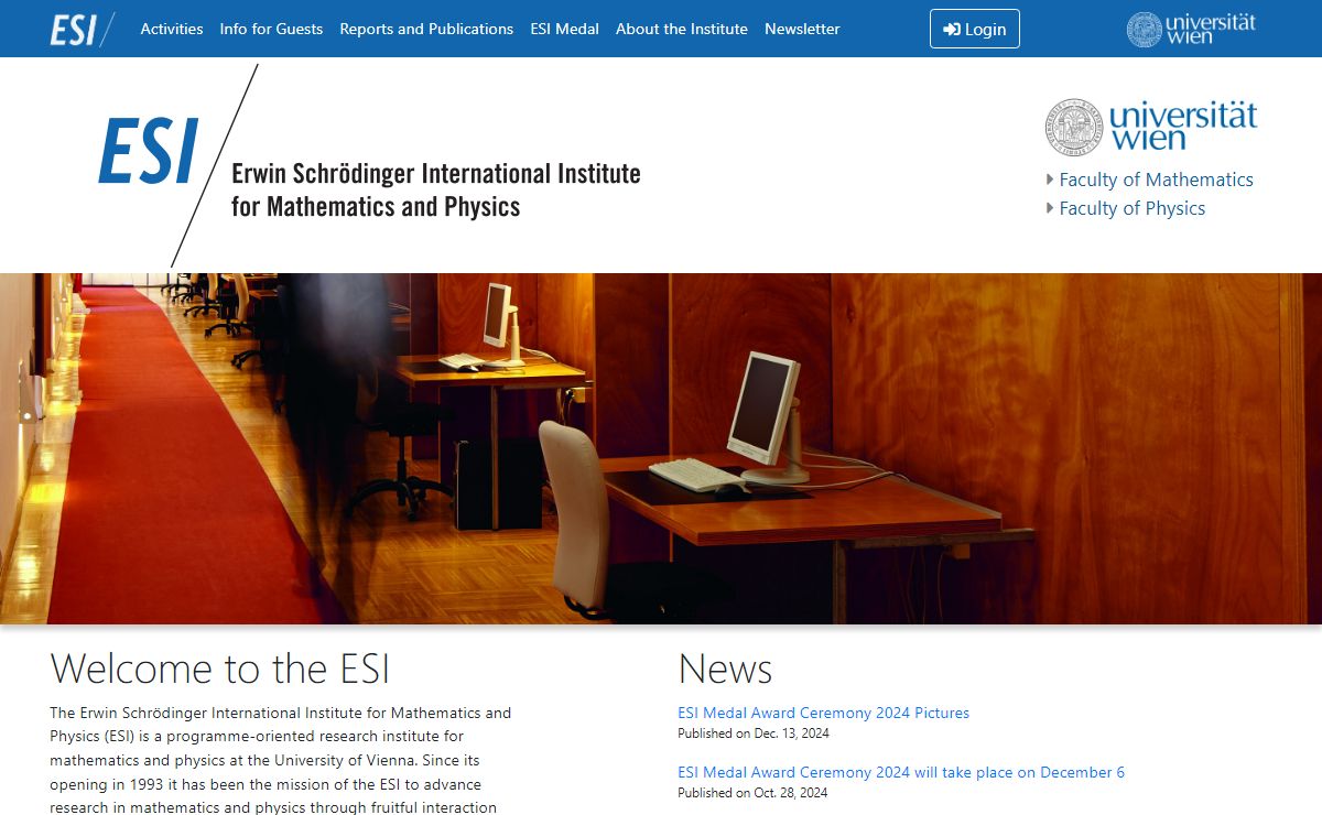 ESI - The Erwin Schrödinger International Institute for Mathematics and Physics