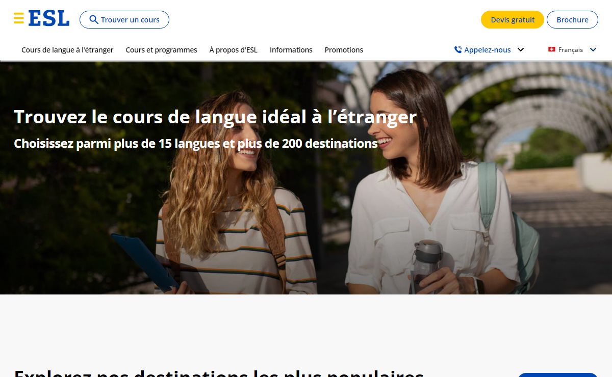 Séjours linguistiques et cours de langue à l'étranger | ESL
