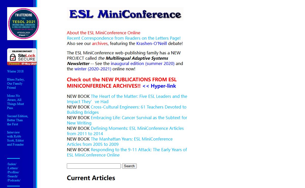 ESL MiniConference / Index of Current Articles