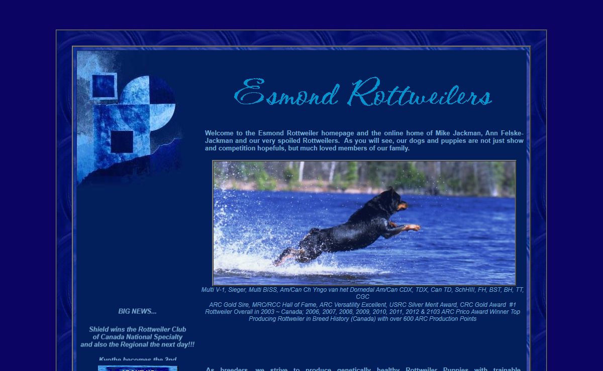 Esmond Rottweilers - Rottweiler Breeder | Champion and Working Rottweilers | Site includes: Rottweiler Puppies, Rottweiler Stud Dog, Rottweiler Information