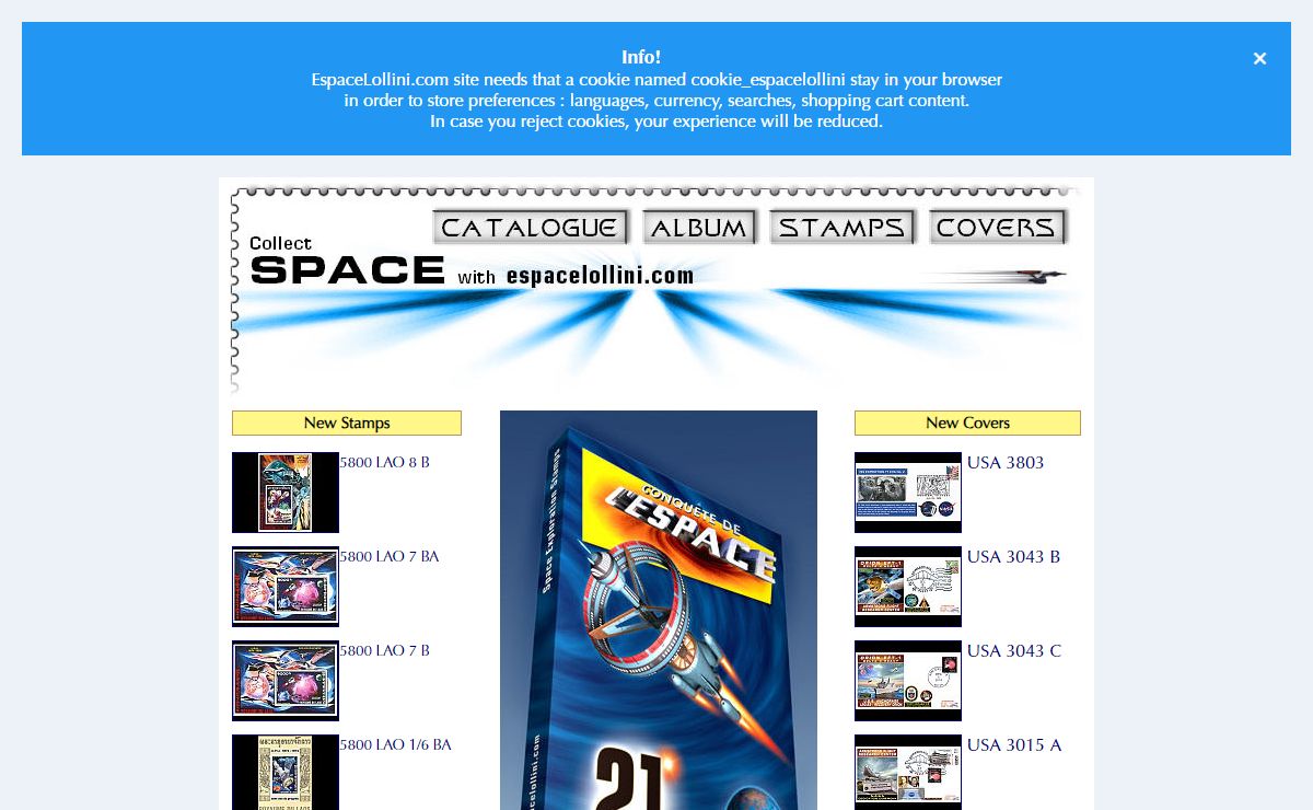 Espace Lollini : Stamp Collecting - Space covers - Astrophilately - Sciences Themes - Stamps Album - Catalogues - Topical.