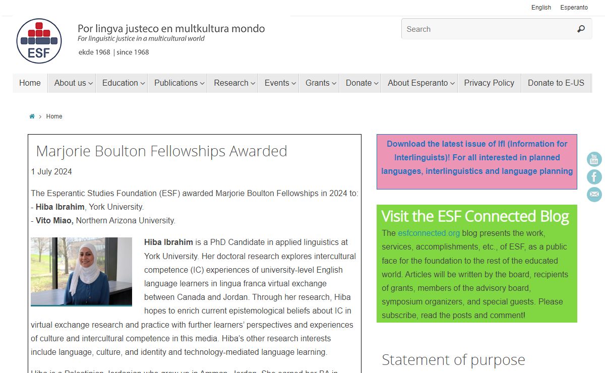 ESF – Por lingva justeco en multkultura mondo | For linguistic justice in a multicultural world