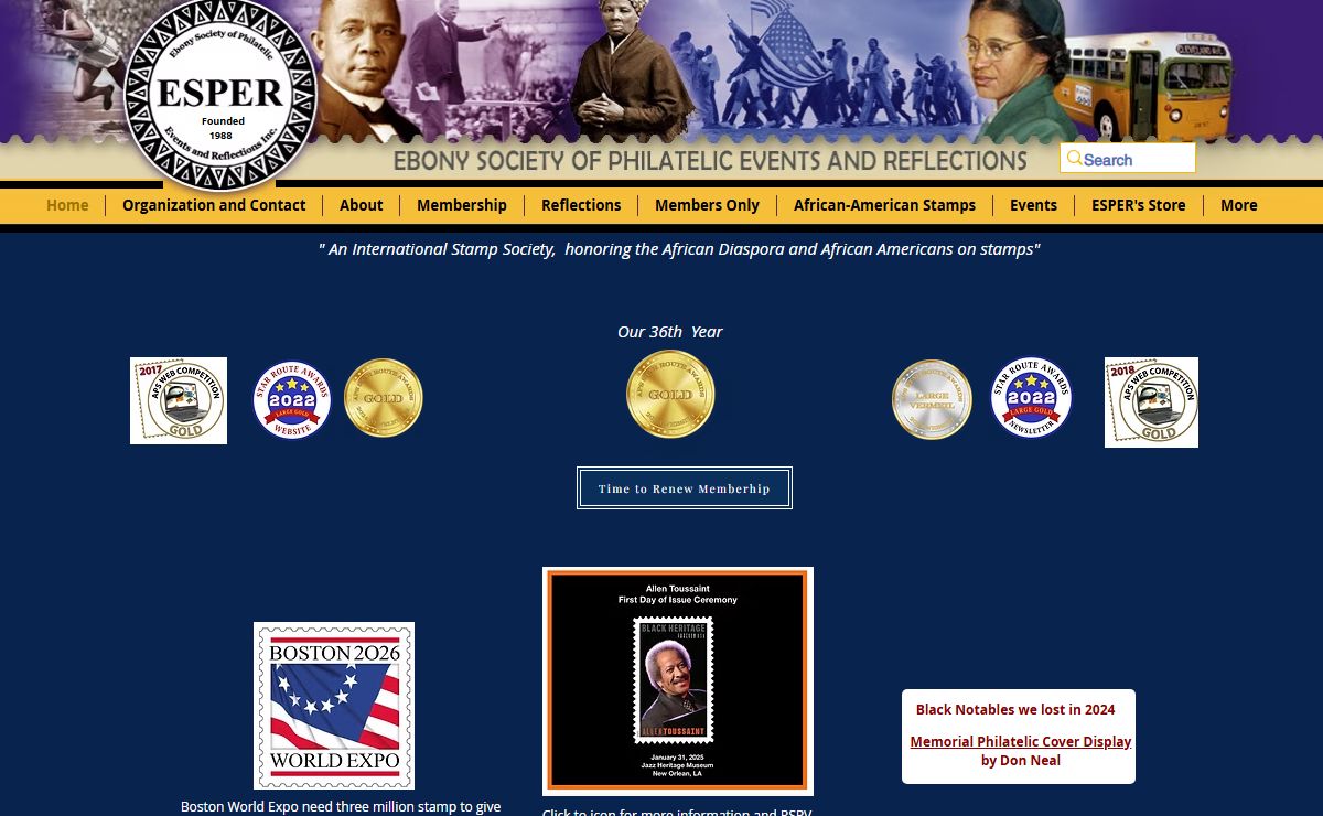 ESPER - Ebony Society of Philatelic Events and Reflections | Learn Black History through Stamps | New York United States