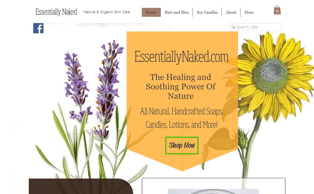 Essentially Naked Natural Candles and Natural Skin Care
