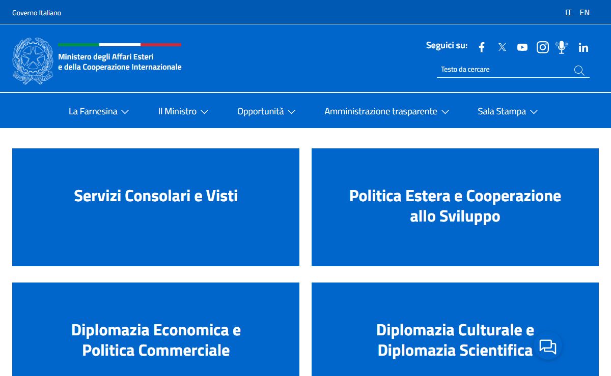 Ministero degli Affari Esteri e della Cooperazione Internazionale – Ministero degli Affari Esteri e della Cooperazione Internazionale