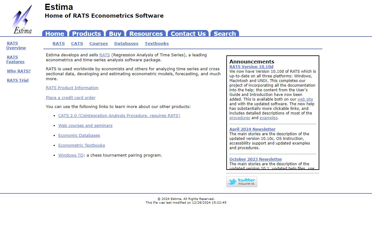 Estima--Home of RATS Econometrics Software