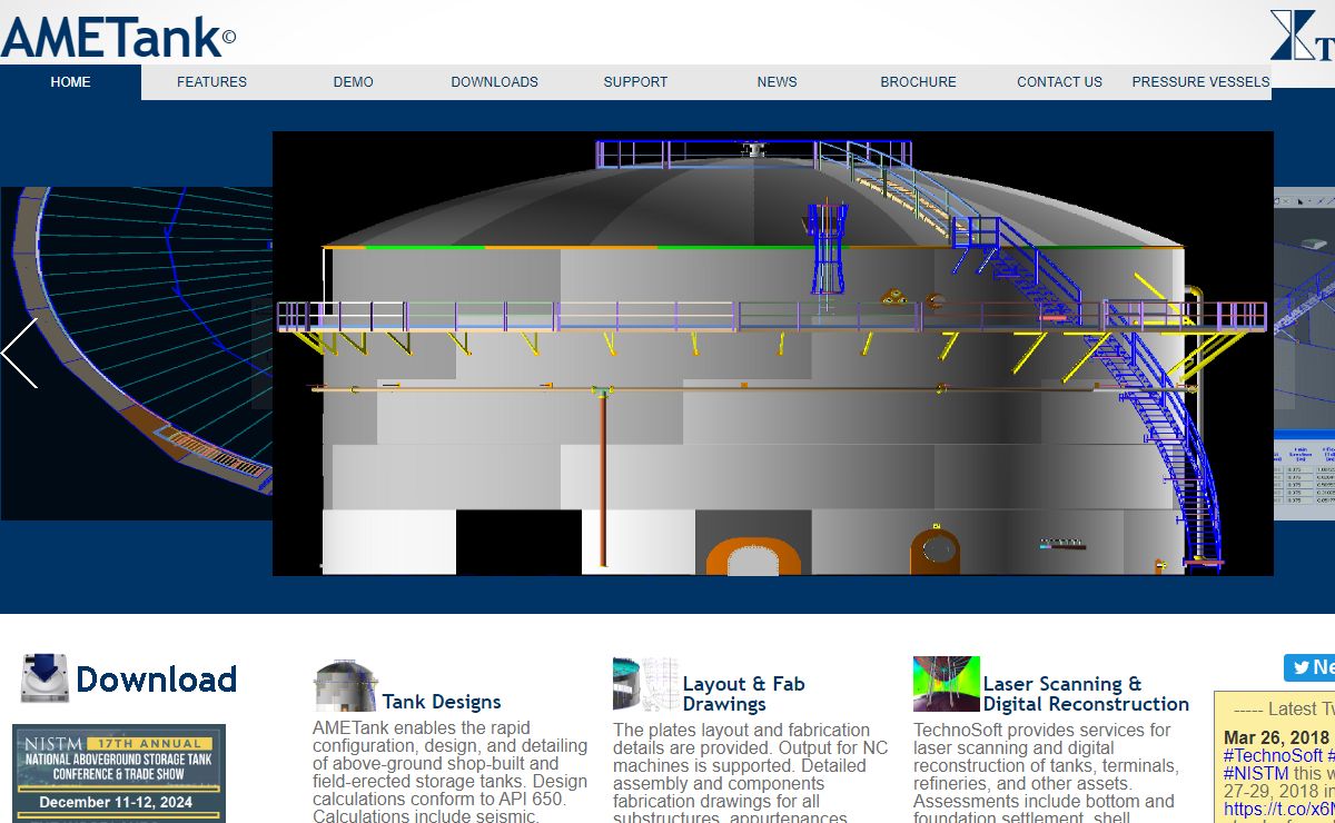 AMETank : TechnoSoft Inc. : Storage Tank Design API 650 Layouts and Fabrication Drawings, Pressure Vessels Design
