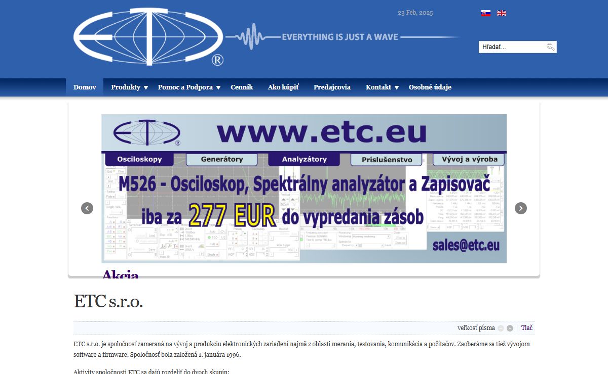 ETC s.r.o. - PC Based Measuring Devices - Domov