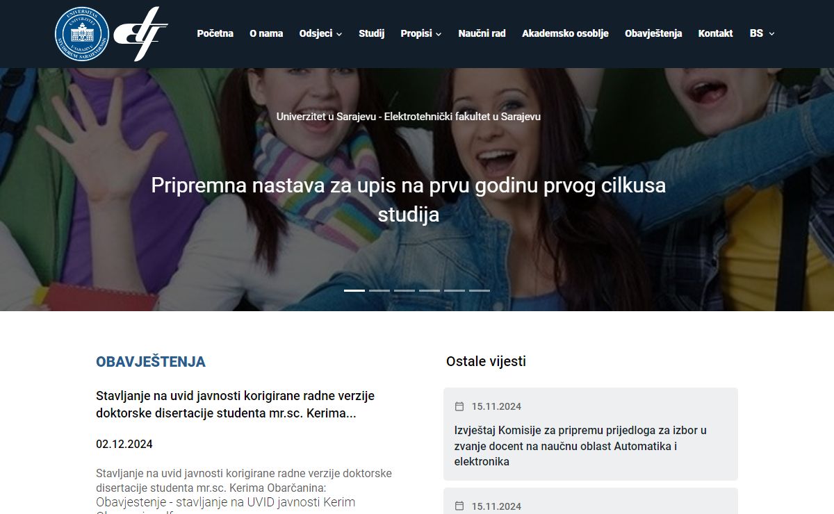 Elektrotehnički fakultet Univerziteta u Sarajevu | home