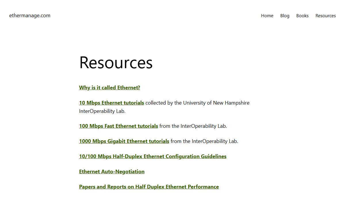 ethermanage.com – Managing Ethernet Networks (IEEE 802.3)