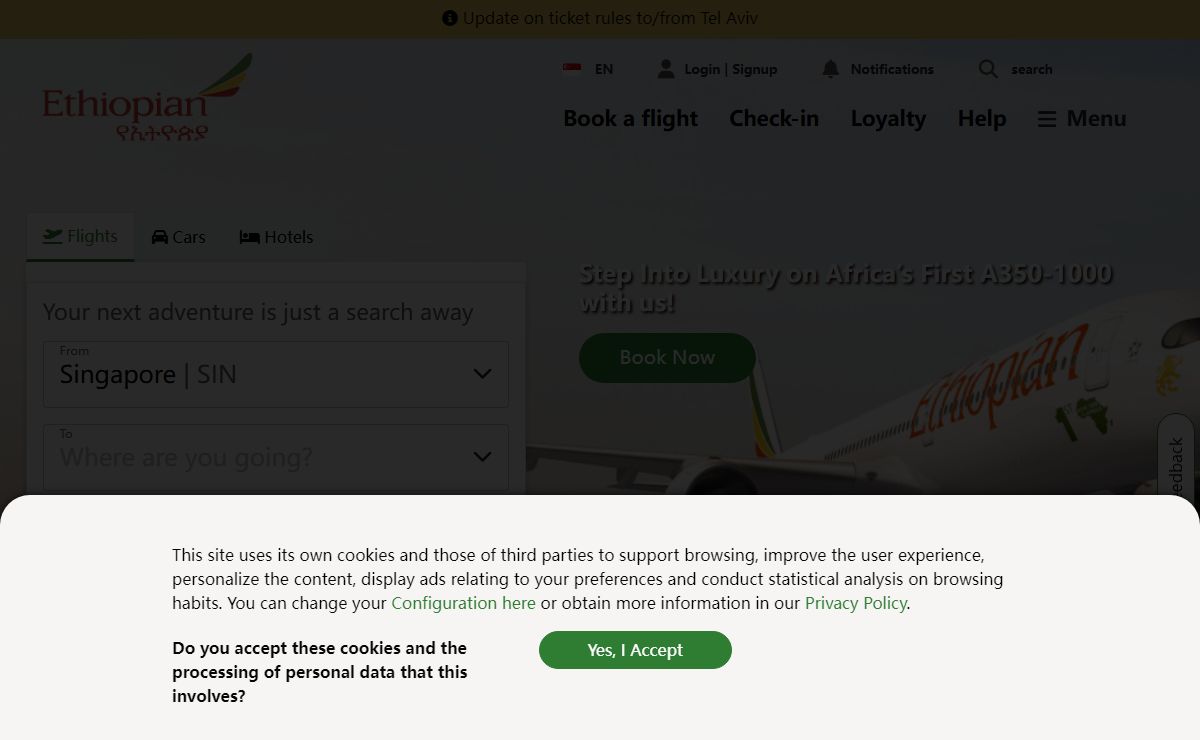 Fly Ethiopian | Book now for exceptional services | Ethiopian Airlines Singapore