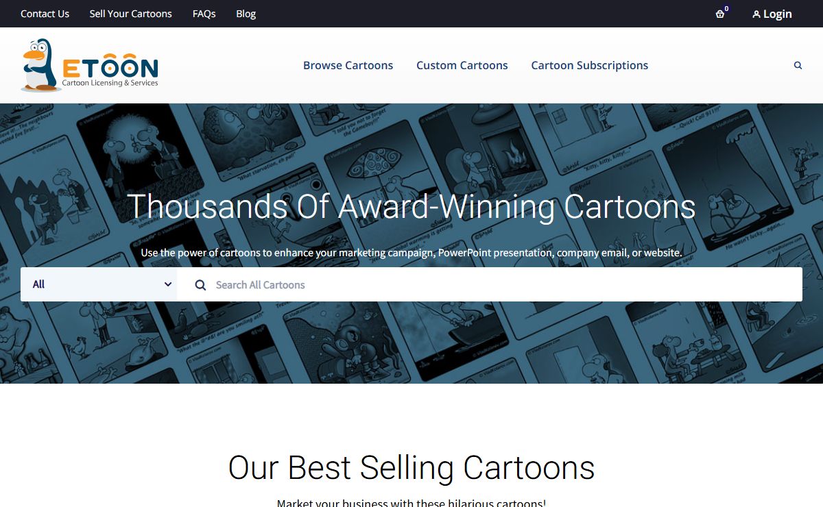EToon Cartoon Services - Searchable Cartoon Library, Instant Downloads.