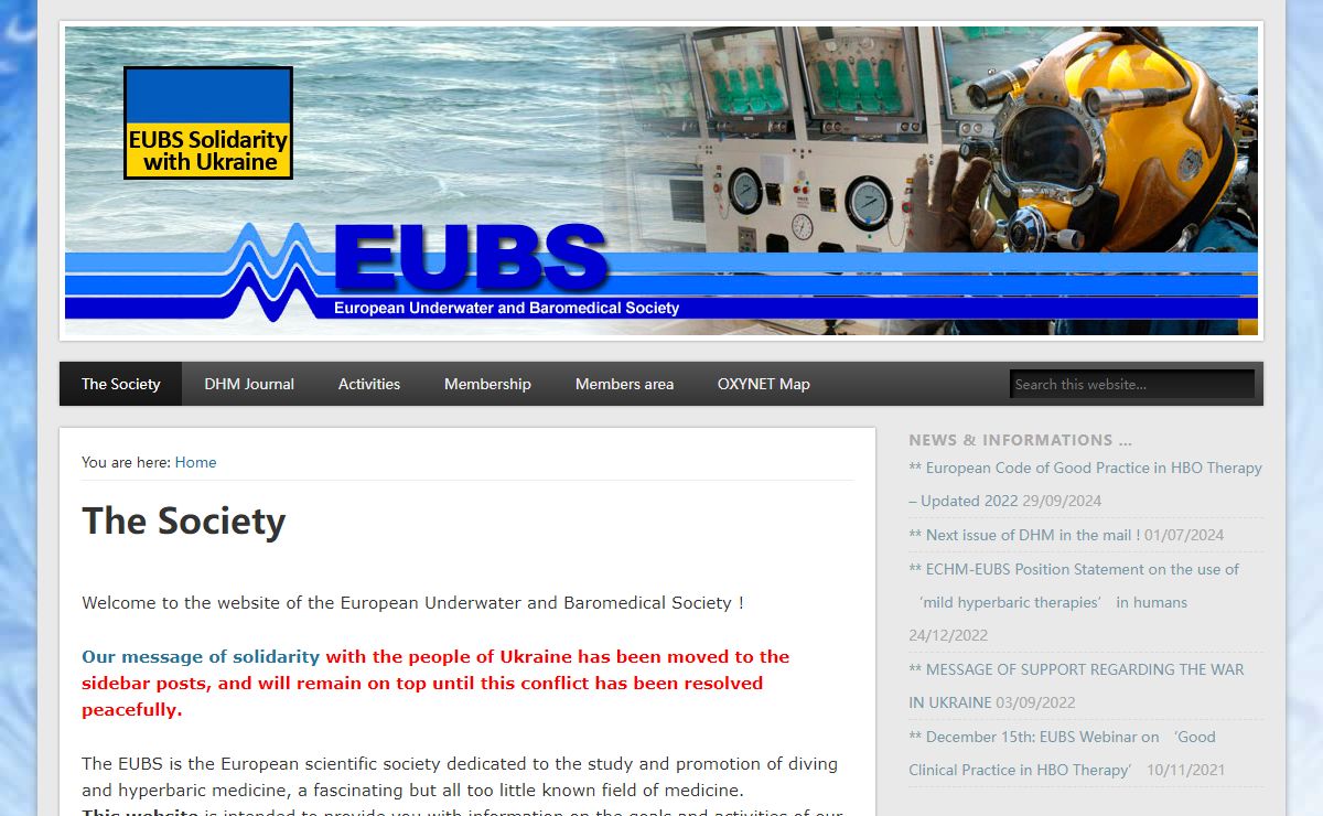 European Underwater and Baromedical Society – The EUBS is the European scientific society dedicated to the study and promotion of diving and hyperbaric medicine