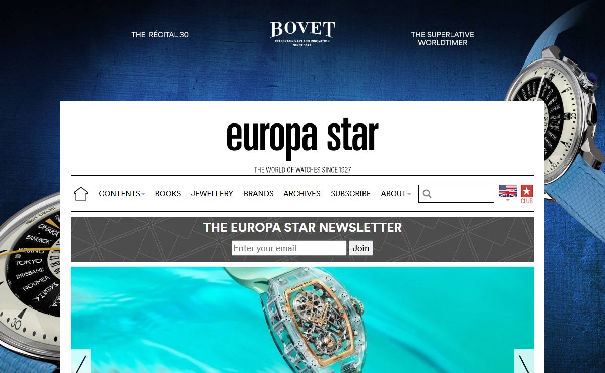EUROPA STAR is an international watch magazine bringing news and business analysis on the global watch industry, the latest timepieces, and luxury events in Switzerland and around the world.