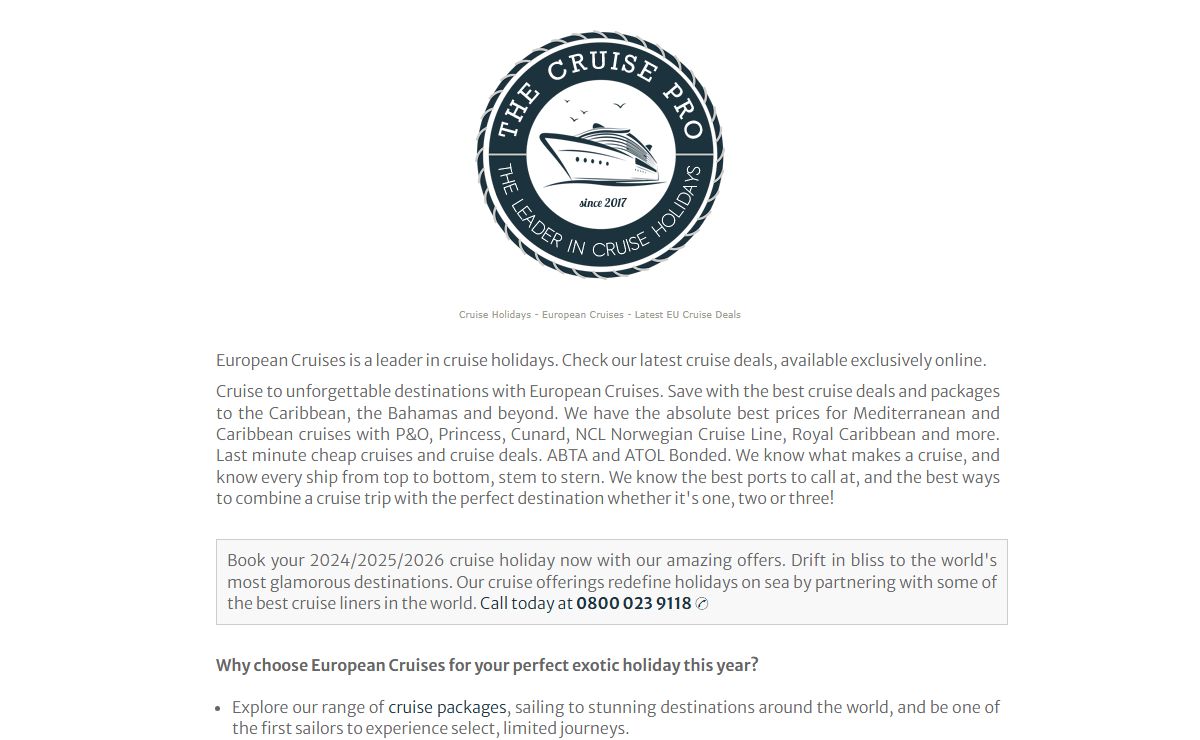 European Cruises 2024/2025, cruise offers and latest cruise deals 🌴 best UK holidays from European Cruises