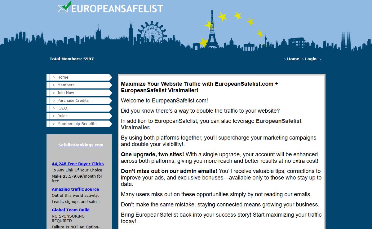 EuropeanSafelist.com Free Safelist Marketing