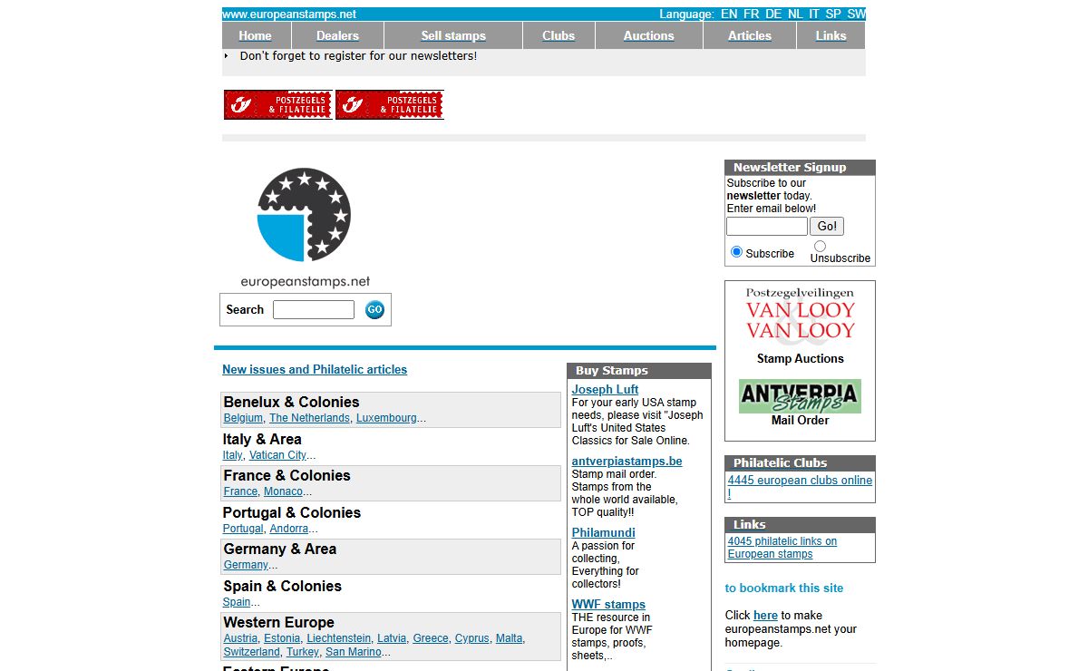 Stamps in Europe : Europeanstamps.net - homepage