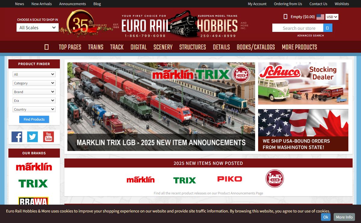 Marklin Trix Roco Fleischmann Faller at Euro Rail Hobbies & More