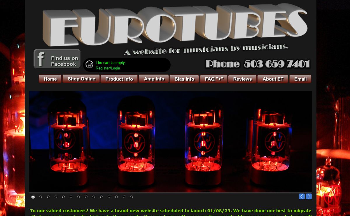 Eurotubes - Vacuum Tubes by JJ Electronic - ECC83, 12AX7, 6L6. 6L6GC, EL84, EL34, KT77, KT66, KT88 - Eurotubes