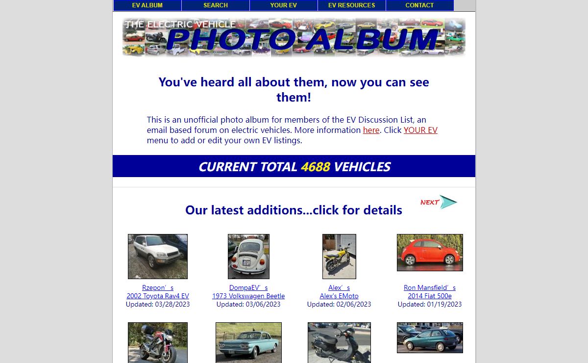 EV Photo Album: Our Electric Cars on the Web