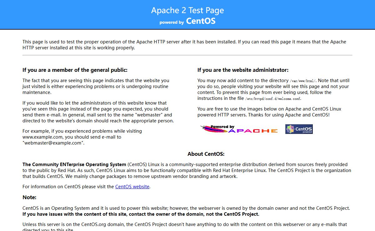 Apache HTTP Server Test Page powered by CentOS