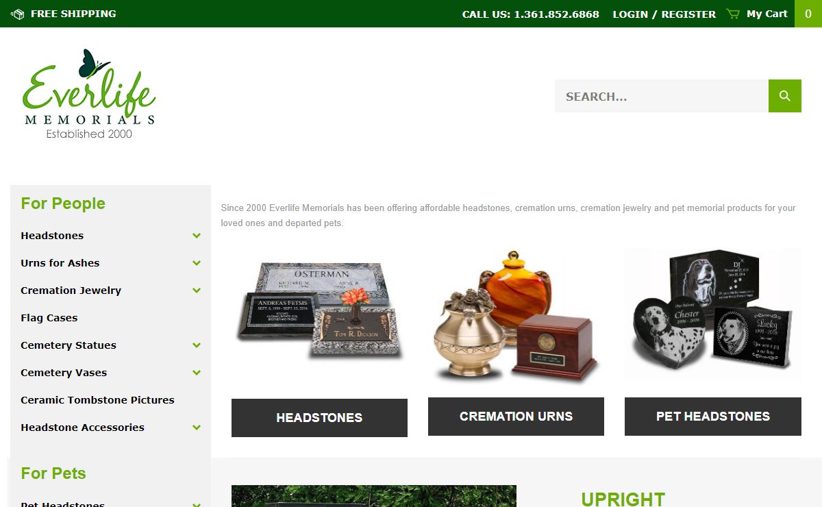 Everlife Memorials – Headstones, Urns and Cremation Jewelry for People and Pets