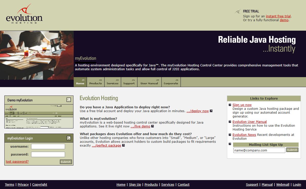 :: Java Hosting by Evolution Hosting :: Free Trials!