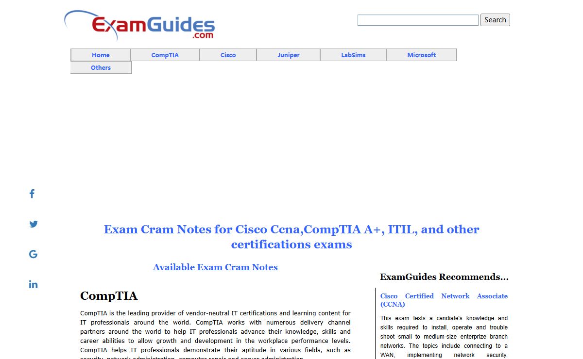 Exam Cram notes for Cisco CCNA, CompTIA A+, ITIL, and other certifications exams.