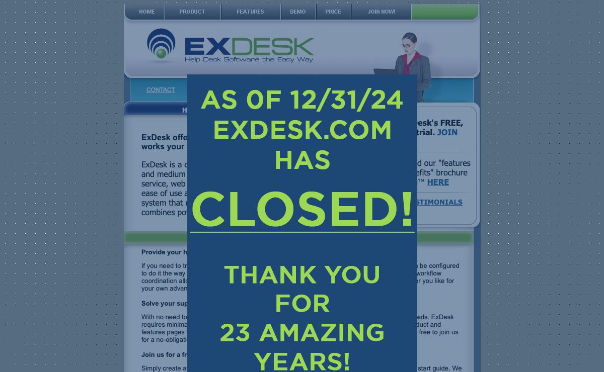 ExDesk.com is Closed. Thank You for 23 AMAZING Years!